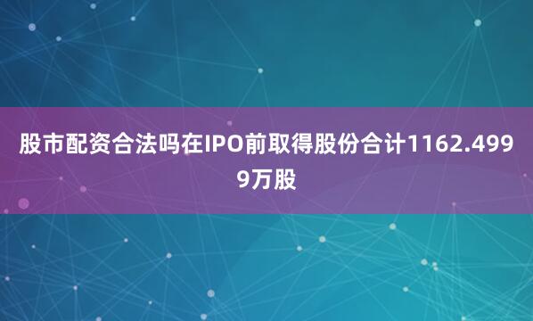 股市配资合法吗在IPO前取得股份合计1162.4999万股